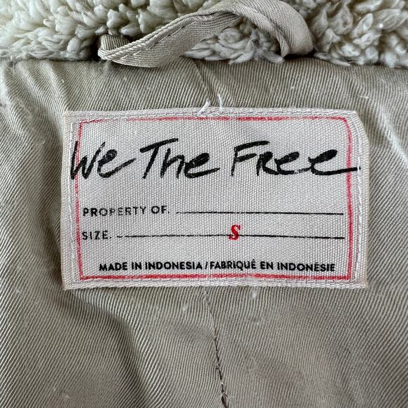 We The Free People So Cozy Slouchy Fleece Moto Jacket Sherpa Fuzzy Size S - Picture 7 of 9